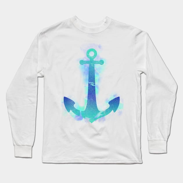 Anchored (Blue) Long Sleeve T-Shirt by Not Meow Designs 